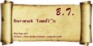 Beranek Tamás névjegykártya